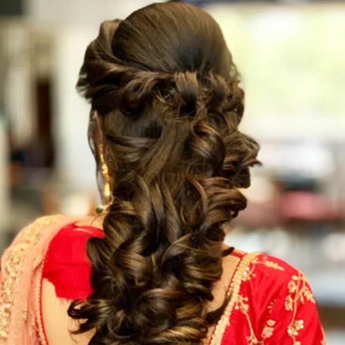 "Bridal hairstyling service in Bengaluru by Saima Bridal Beauty"